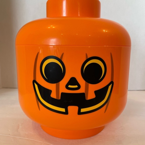 Lego Pumpkin Head Jack-o-lantern Orange Storage Container Large - Picture 9 of 9